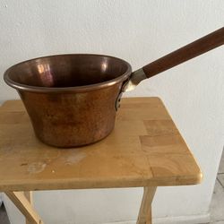 Vintage Copper Bucket With Brass Accents