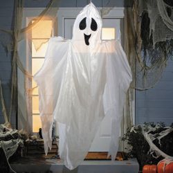 Halloween White Smiling Ghost Polyester Hanging Decoration 