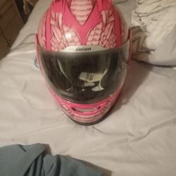 Pink Icon Motorcycle Helmet 