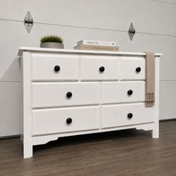 White 7-Drawer Solid Wood Dresser, Pottery Barn Style