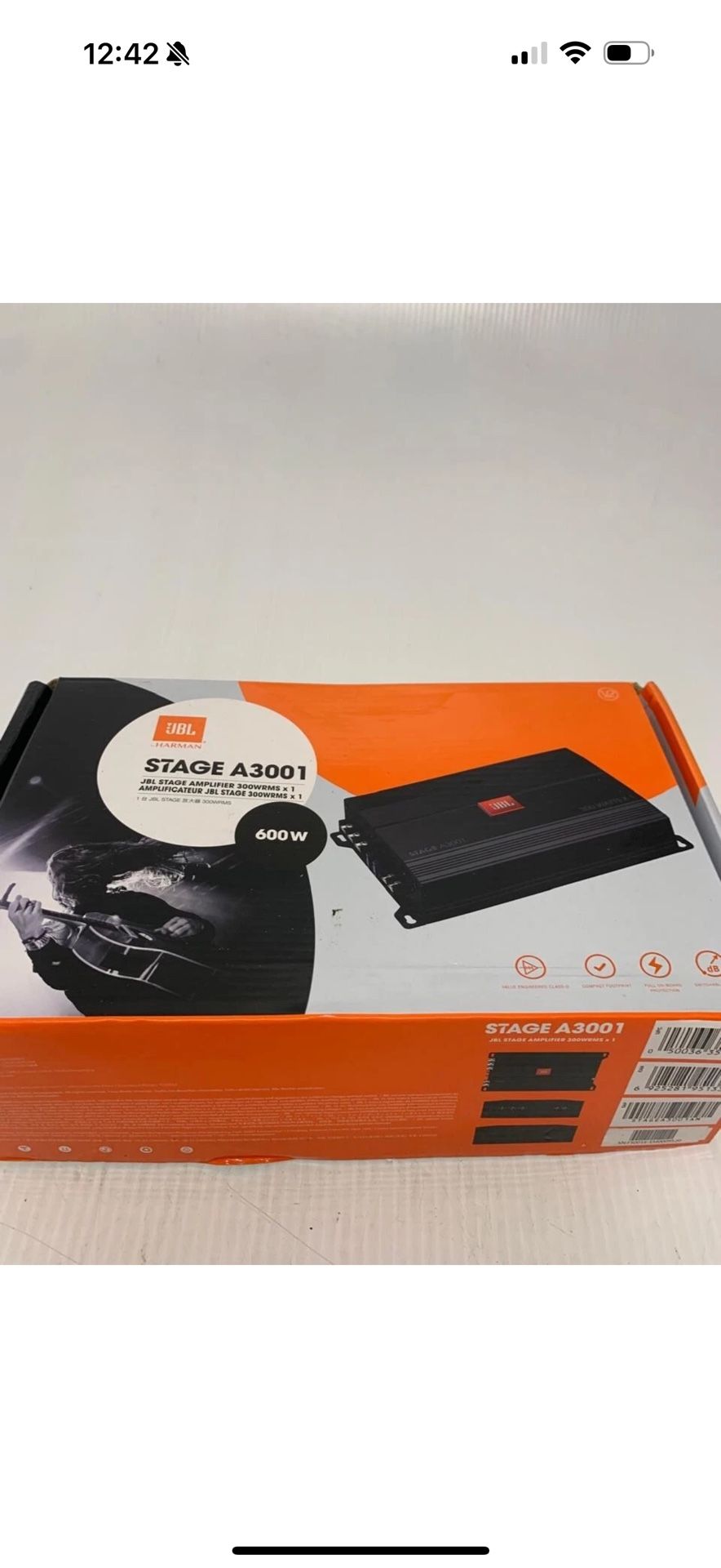 JBL STAGE A3001 300W Mono Channel Car Amplifier OPEN BOX