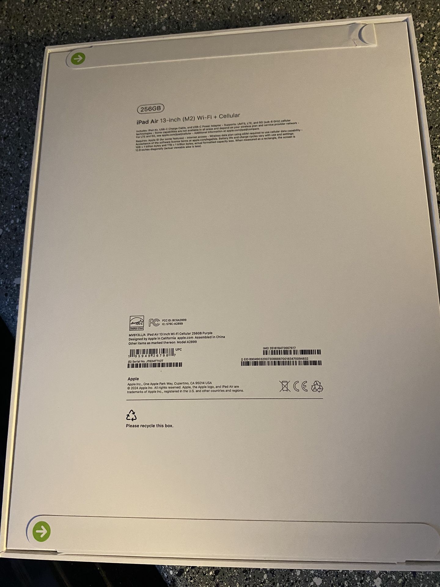 iPad Air 13 Inch 256g Wi-Fi + Cellular (M2)