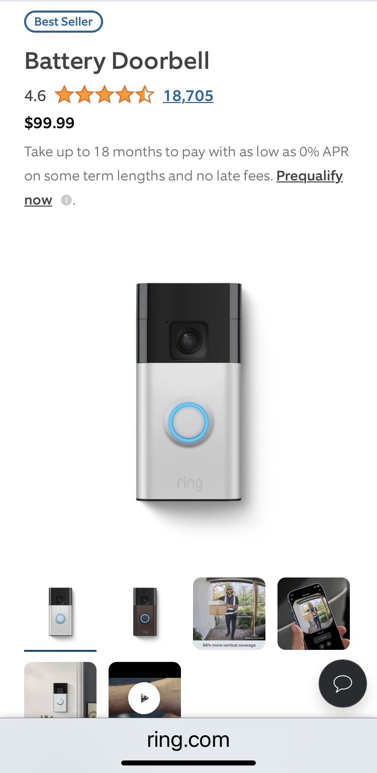 Ring Doorbell Bell Rechargeable Battery Open Box