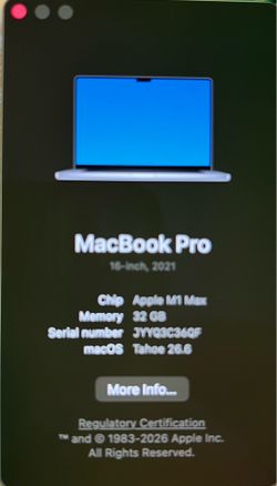 MacBook 16”  Pro 2021 M1 MAX 32GB