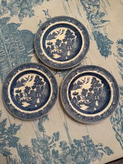 Wedgewood blue willow salad plates x3