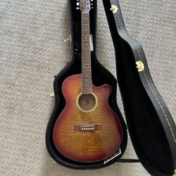 Indiana Acoustic Electric Guitar With Hard Case Great For Beginners 
