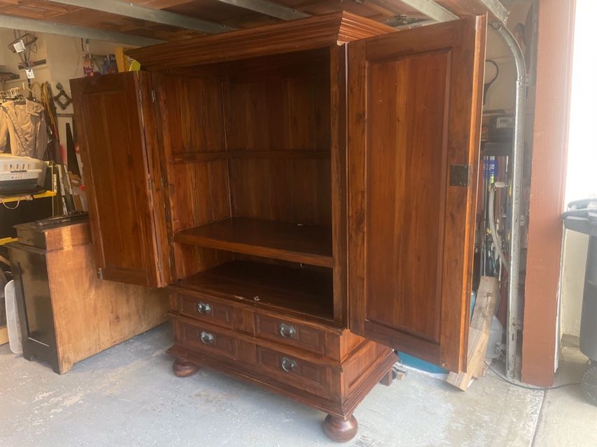 Antique Oak Armoire Wardrobe 