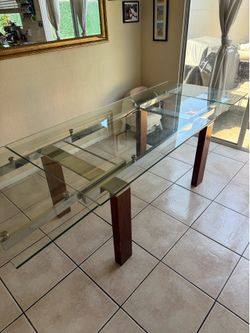 Modern Extending Glass Dining Table + 6 Chairs