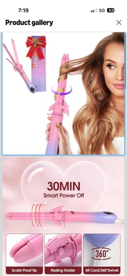 Automatic Rotating 2 in 1 Curler & Straightener - Temperatures Adjustable, 30s Fast Pre-Heating, 30MIN Smart Power Off, Special Clamp Design to Preven