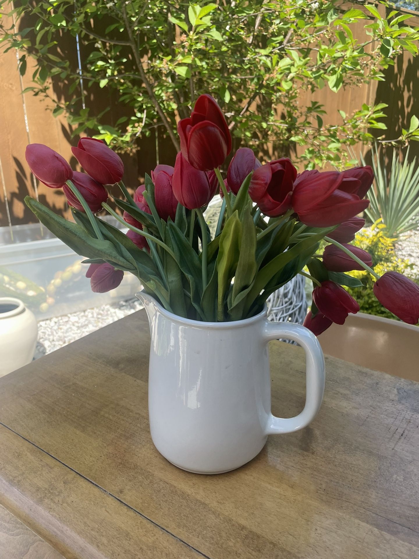 Silk Tulips And Base