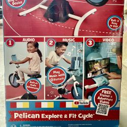 Pelican Explore & Fit Cycle™ Fun Fitness Adjustable Exercise Equipment Kids Stationary Bike with Vid