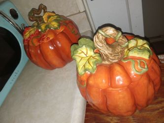 2 vintage ceramic pumpkins by Bico China