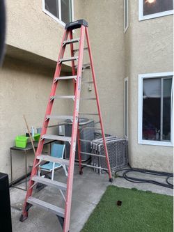 10 ft. Fiberglass Twin Step Ladder with 375 lb. Load Capacity Type IAA Duty Rating