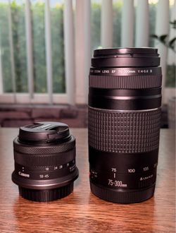 Canon lens RF 18-45 and EF 75-300mm