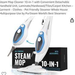 Steam Mop Cleaner 10-in-1 with Convenient Detachable Handheld Unit, Laminate/Hardwood/Tiles/Carpet Kitchen - Garment - Clothes - Pet Friendly Steamer 