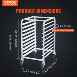 VEVOR Aluminum Bakery Sheet Pan Rack on Wheels