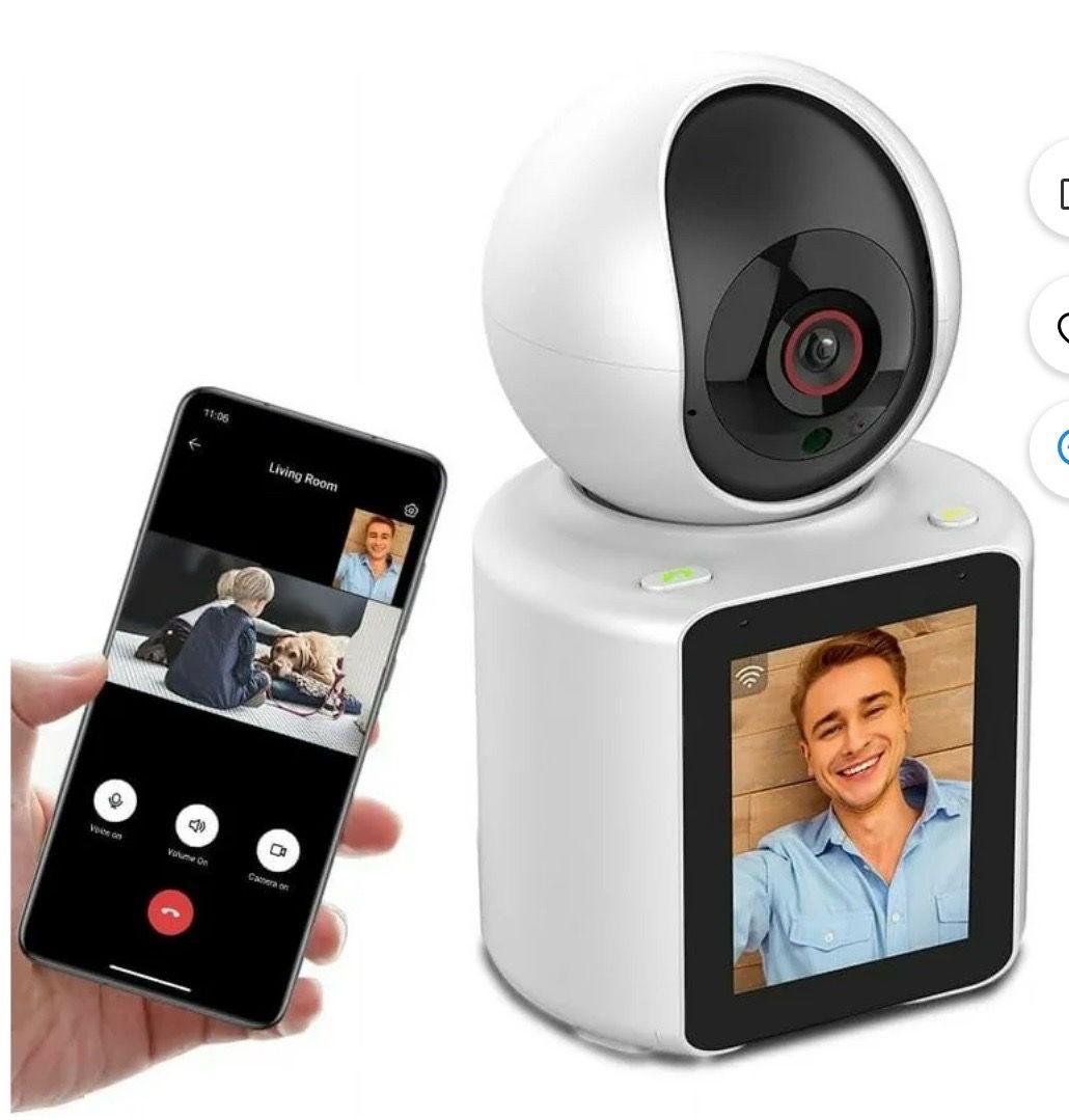Home Security Camera, Two-Way Video Camera with 2.8" Screen, One-click Call Baby Elderly Monitor 360° Smart Camera,1080P HD Video, Night Vision, Motio