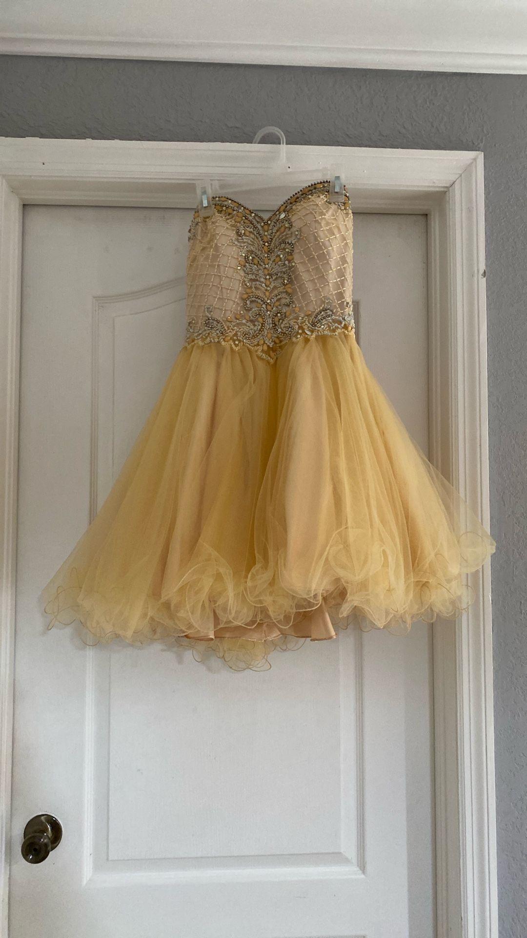 Gold short party dress