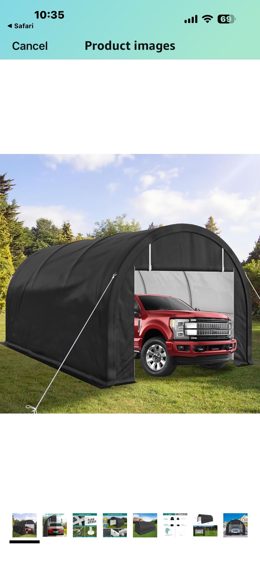 YITAHOME 10 x 16 FT Carport Canopy Heavy Duty Galvanized Frame Car Shelter Tent with Removable Sidewalls, Portable Garage Tent Boat Shelter - Gray Br