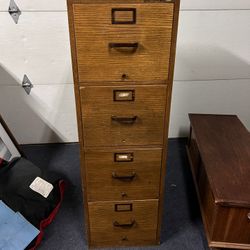 real wood vintage filing cabinet