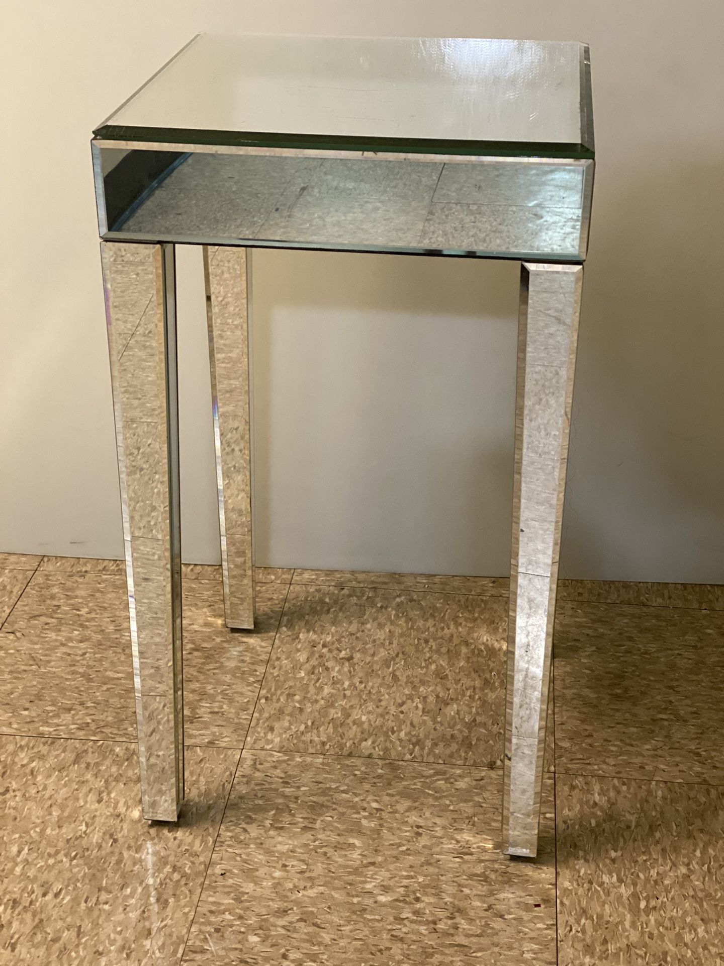 Mirrored Glass Top End Table