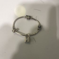 Pandora Butterfly Charm Braclet - With 3 Charms Paid $over 300