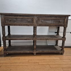 Rustic Console Table with Drawers & Shelves - 60"