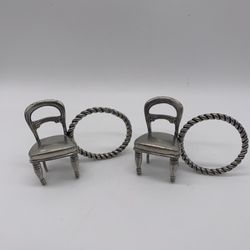 Vintage U.P. Pewter 1996 Chair Napkin Rings. Set Of 2 Pieces 