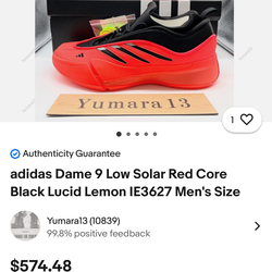 Adidas  11 1/2 Dame 9