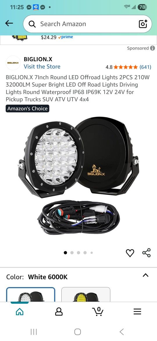 7lnch Round LED Offroad Lights Driving L Lights 2PCS 210W 32000LM Super Bright LED Off Road Lights Round Waterproof IP68 IP69K 12V 24V for Pickup Truc