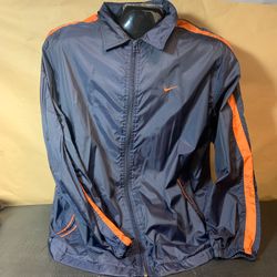 Men’s Nike Blue and Orange Large Long Sleeve Windbreaker Jacket
