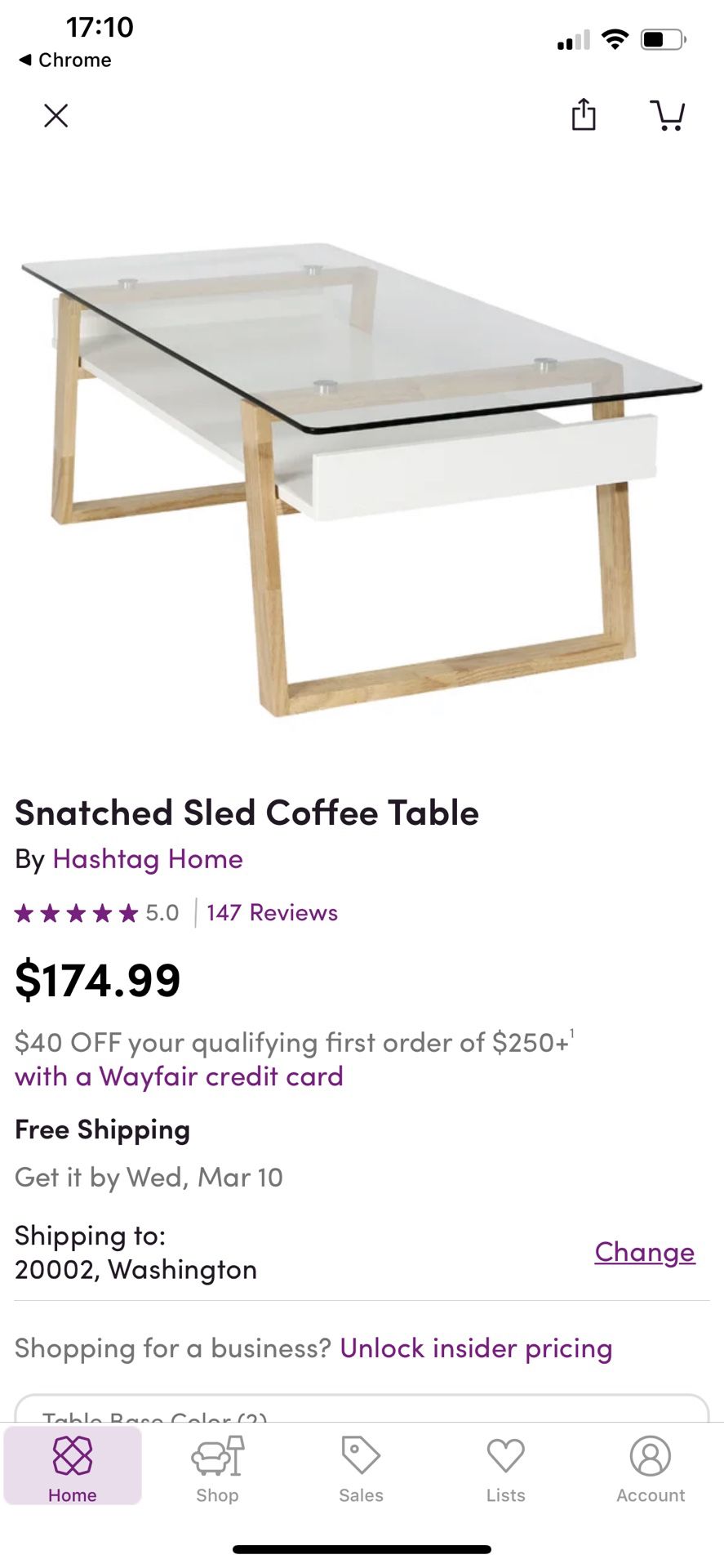 Snatched Sled Coffee Table (natural wood) [SALE PENDING]