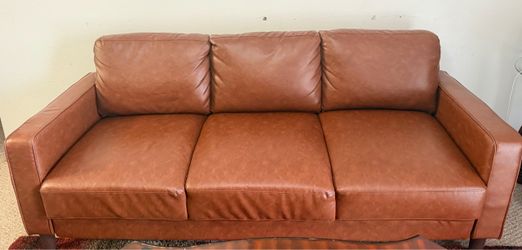 77" W Faux Leather Sofa