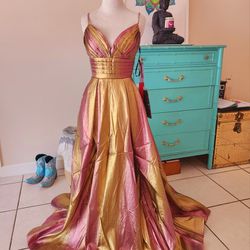 Metallic Gold And Pink Gown XSMALL But Fits Also A SMALL SIZE 