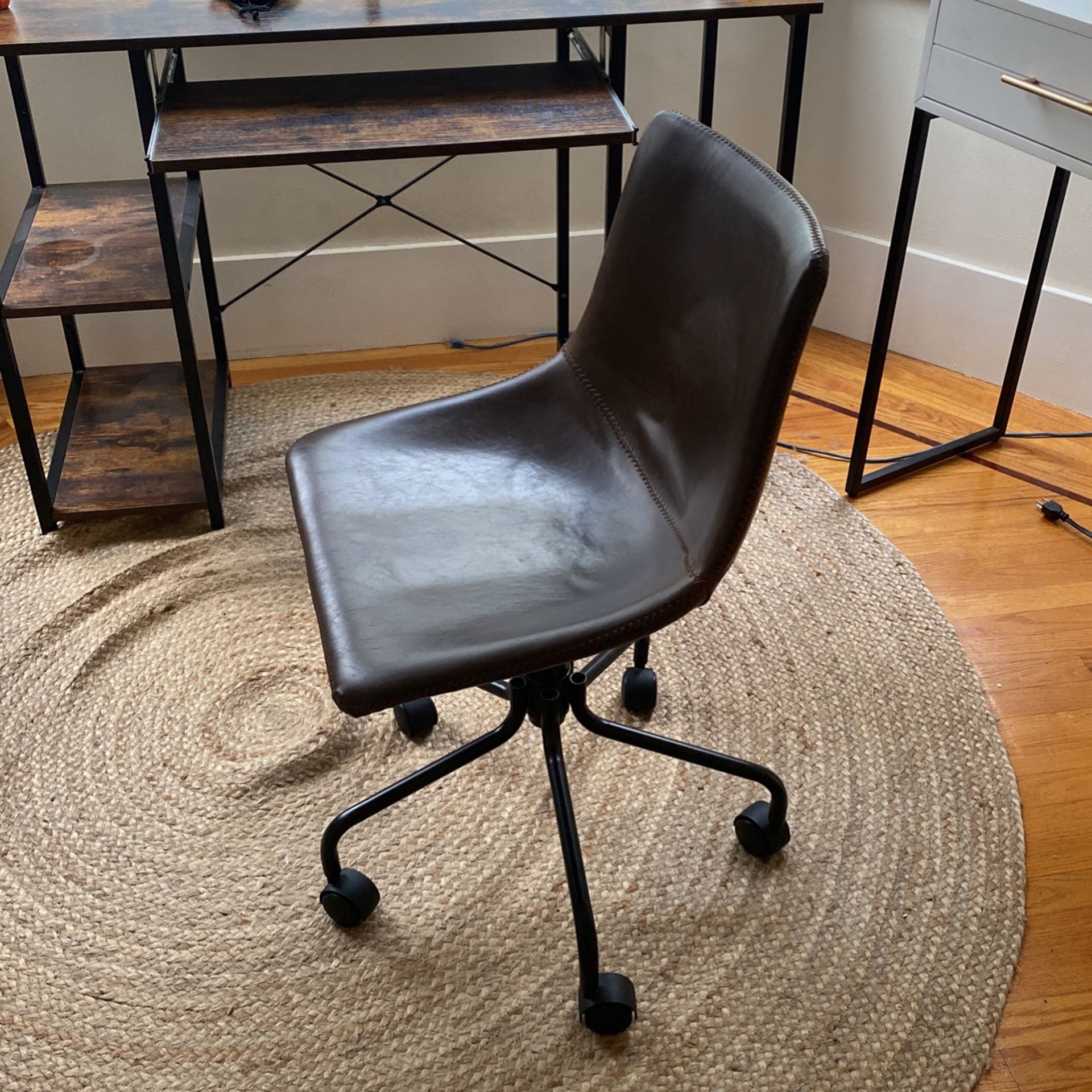 Brown Leather Desk Chair 