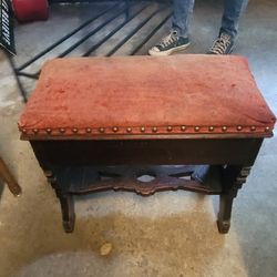 Antique Piano Seat/foot Stool With Storage