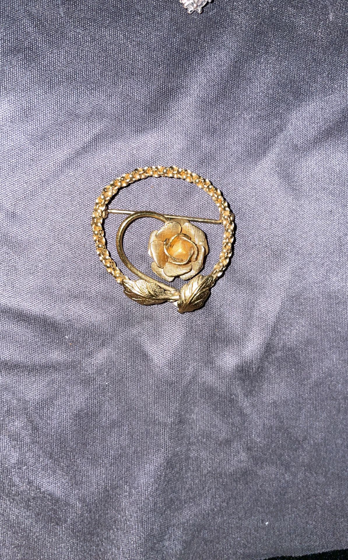 Vintage Gold Rose Brooch