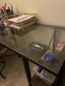 Glass L-shaped desk ONLY