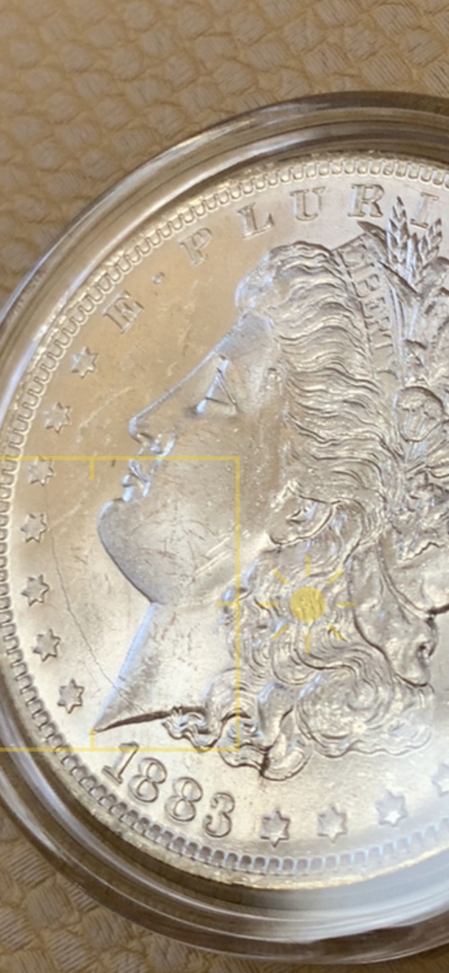 1883 O Morgan Silver Dollar Die Crack