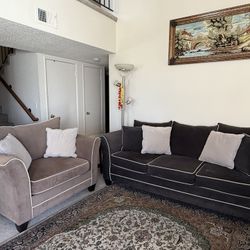 Sofa And Love Seat With Six Cushions.