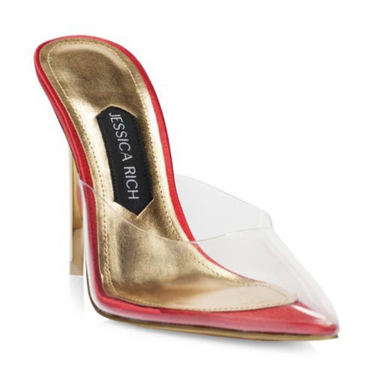 Red Pointed Toe Clear Pump - Jessica Rich 