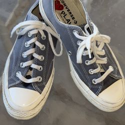CONVERSE Unisex Comme des Garcons PLAY in steel grey canvas Size;  M 6/W 8 