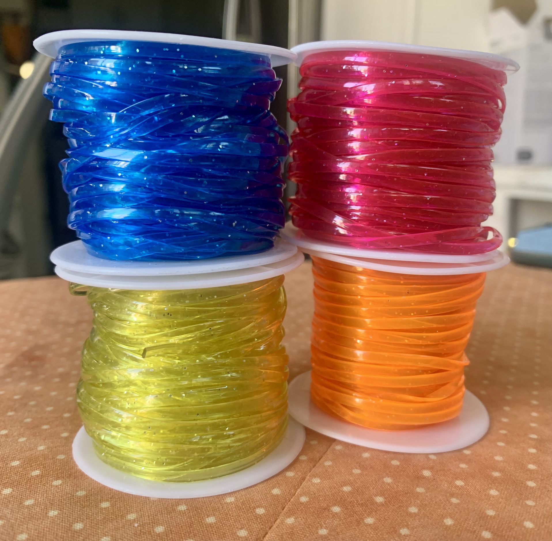 4 Rolls 0.7mm Elastic Bracelet String Flat Crystal Thread Stretchy String Beading Thread for Crafts DIY Jewelry Making Friendship Bracelet B