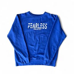 Streetwear Fearless Psalm 27:1 Blue Cotton Sweatshirt 