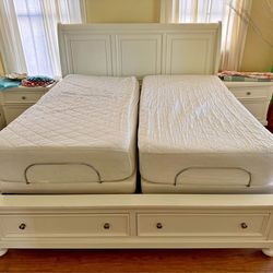 Complete King Bedroom Set – Coastal White – Storage Bed