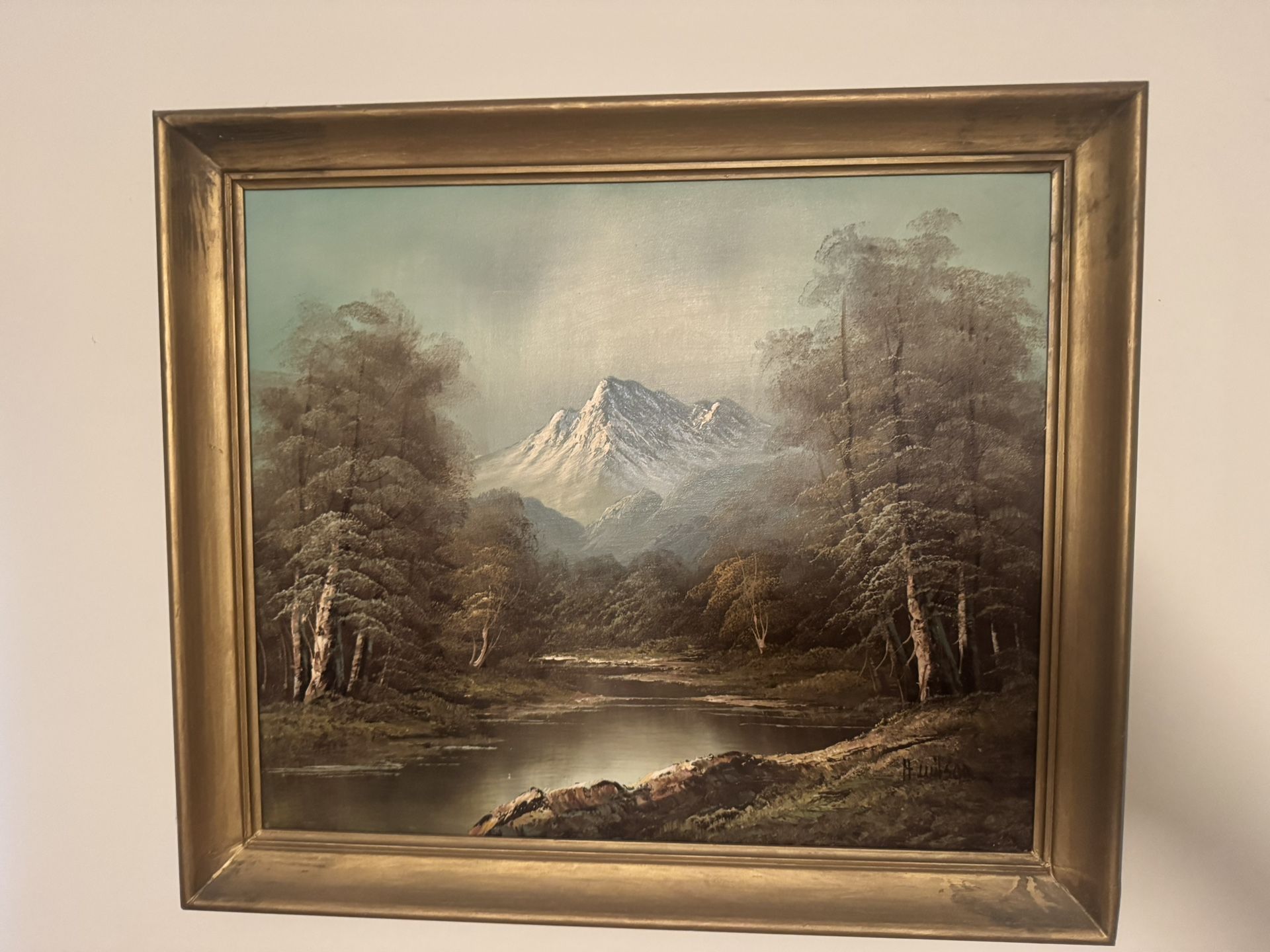H. Wilson Mountain Oil Painting