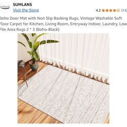Boho Door Mat with Non Slip Backing Rugs, Vintage Washable Soft Floor Carpet for Kitchen, Living Room, Entryway Indoor, Laundry, Low Pile Area Rugs 2 