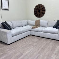 WE DELIVER! 🚚 - Modern Eggshell Plush Deep-Seated L Sectional Couch