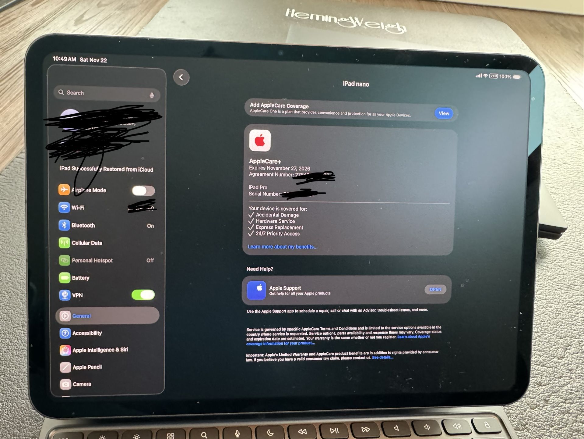 Ipad Pro M4 11 Inch Nano Texture 1 TB Cellular Under Warranty