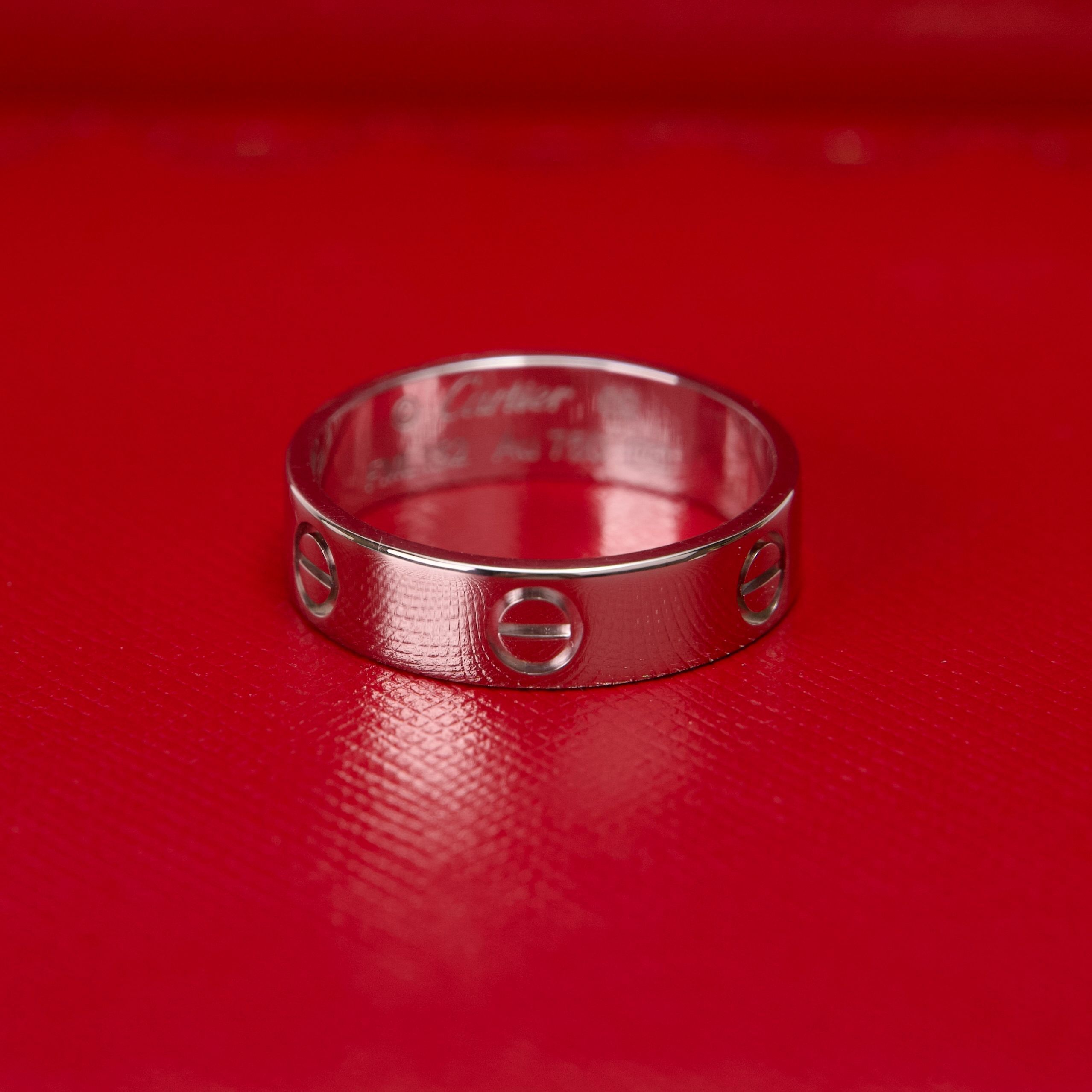 Cartier 18k White Gold Classic Love Ring Sz 9